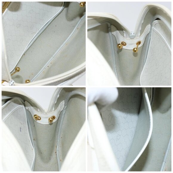 Christian Dior Honeycomb Canvas Shoulder Bag PVC White Gold Auth 142676 - Picture 15 of 16